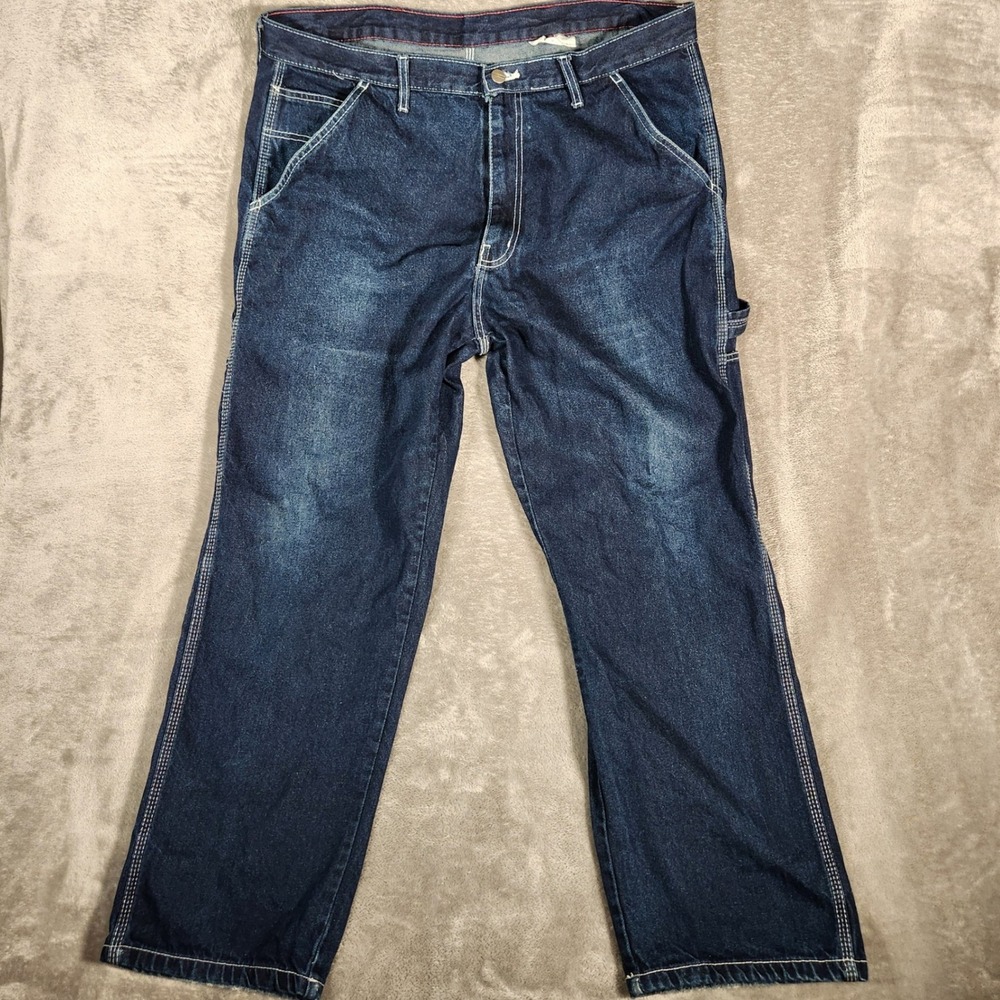 Craftsman Men's Blue Carpenter‎ Jeans 38x30 Workwear Utility Pockets Distressed
